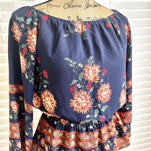 Anthropologie Flutter By Dance & Marvel Floral Off Shoulder Sz Small Blouse Top - Picture 2 of 13